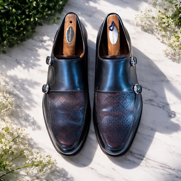 Gucci dark brown Men's Loafers with double monk straps - Picture 2 of 13